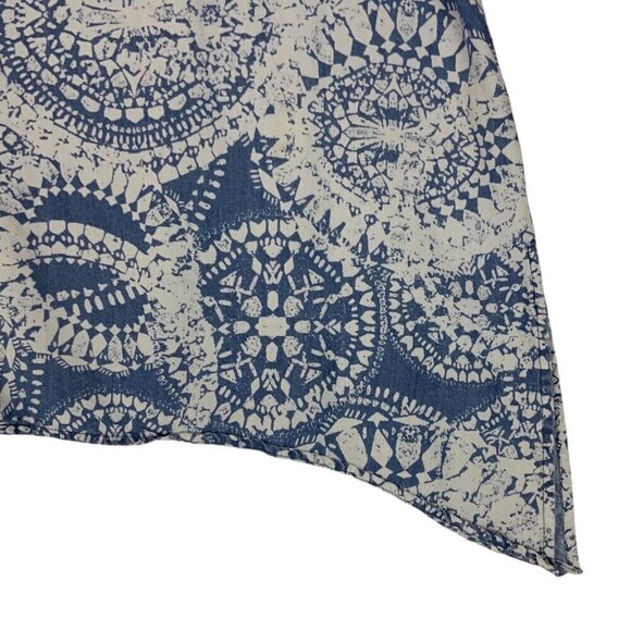 Zac & Rachel Womens Blue Patterned Tunic Long Roll-Tab Sleeves Size Large Flowy - Picture 4 of 6